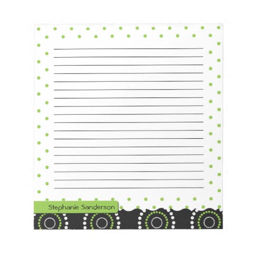 Personalized Colorful Circles Dots Lined Notepad