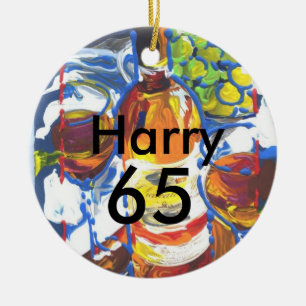Personalized colorful Cocktail 65th birthday Name Ceramic Ornament