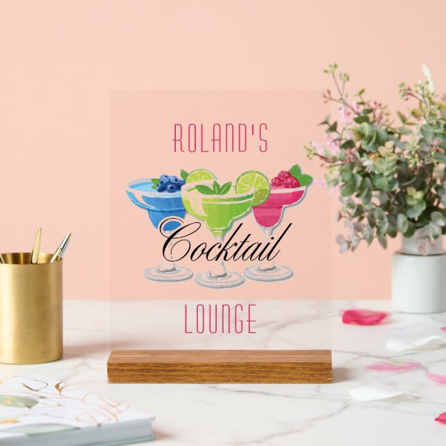 Personalized Colorful Cocktail Acrylic Sign (Wedding)