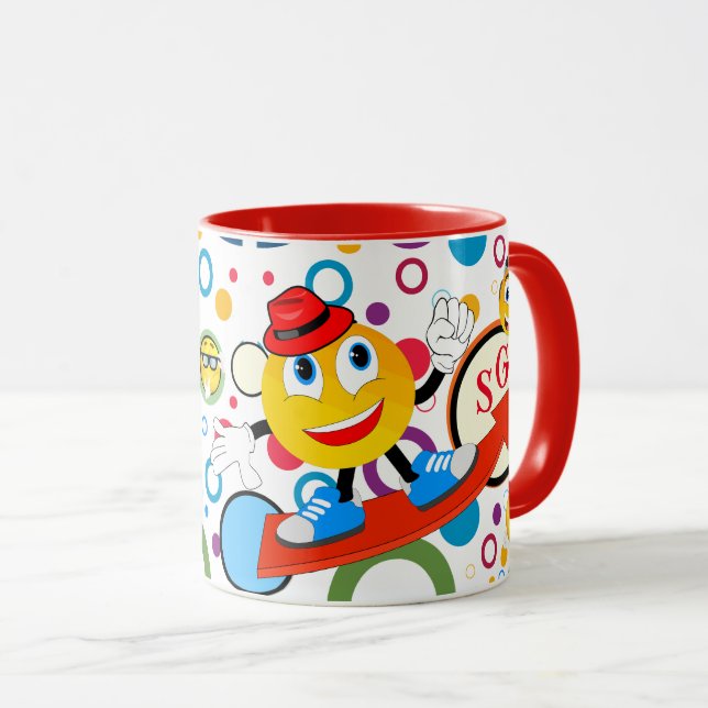 Personalized Colorful Comic Emoji Design Mug (Front Right)
