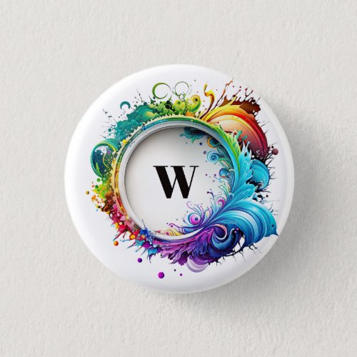 Personalized Colorful Cosmic Circular Monogram Button