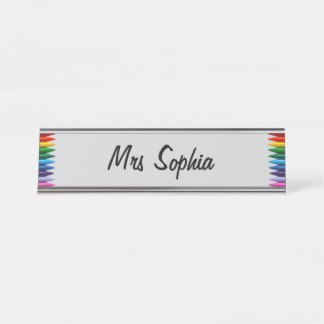 Personalized Colorful Crayons Border Frame Desk Name Plate