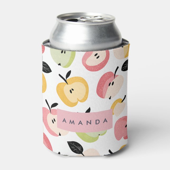 Personalized Colorful Cute Apple Pattern  Can Cooler (Can Front)
