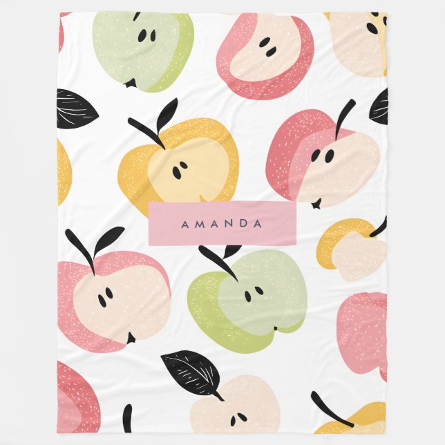 Personalized Colorful Cute Apple Pattern  Fleece Blanket (Front)