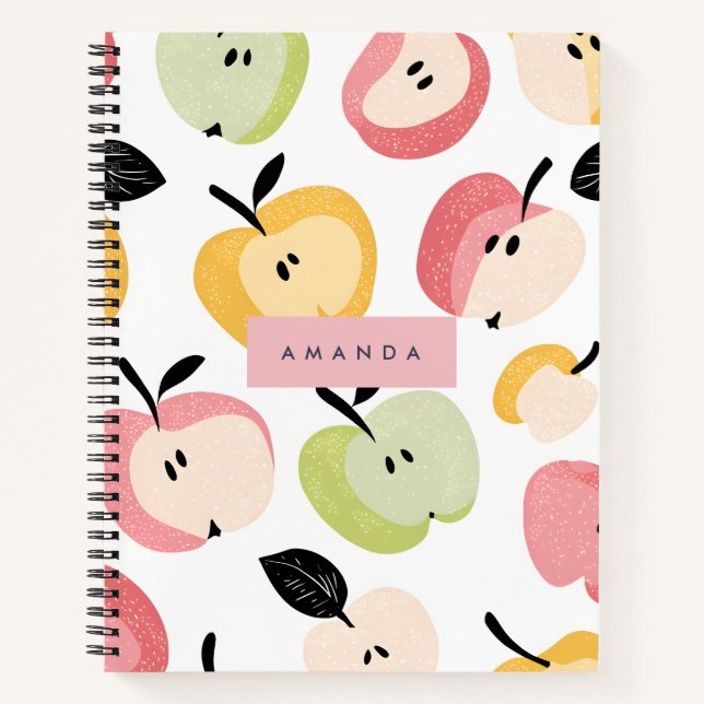 Personalized Colorful Cute Apple Pattern  Notebook (Front)