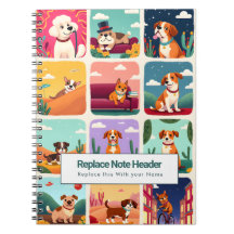 Personalized Colorful Cute Dogs Notebook