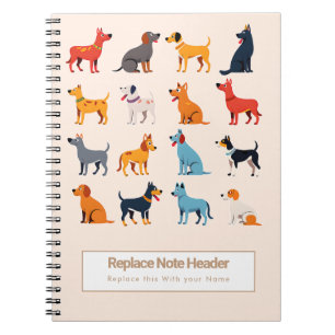Personalized Colorful Cute Dogs Notebook
