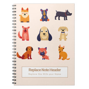 Personalized Colorful Cute Dogs Notebook