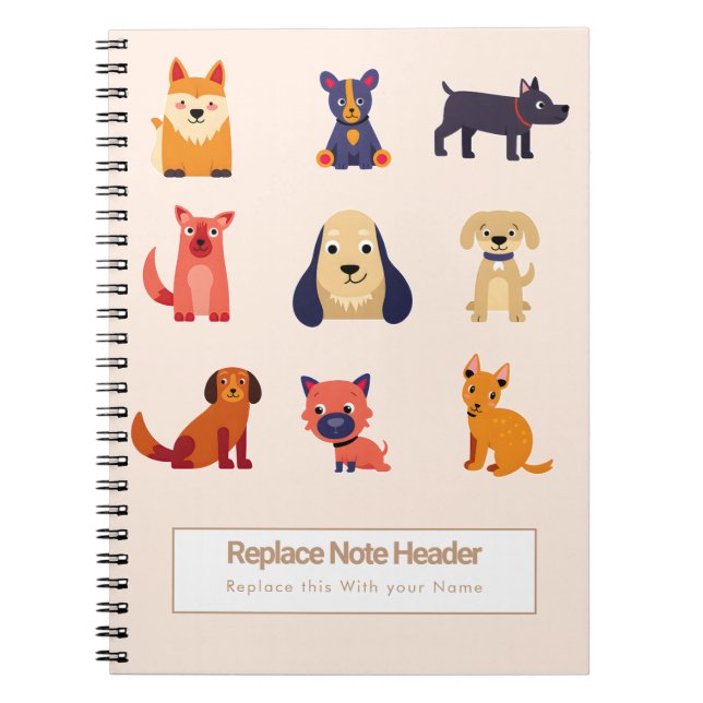 Personalized Colorful Cute Dogs Notebook (Front)