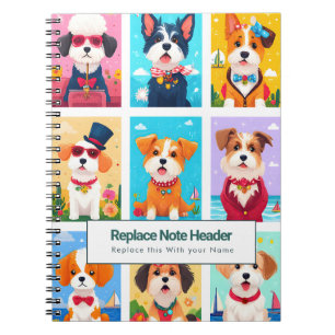 Personalized Colorful Cute Dogs Notebook