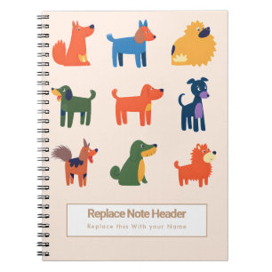 Personalized Colorful Cute Dogs Notebook