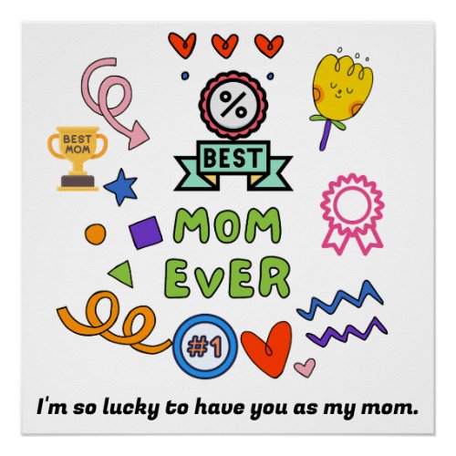 personalized colorful cute love mom  poster