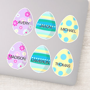 Personalized Colorful Decorated Modern Easter Eggs Sticker