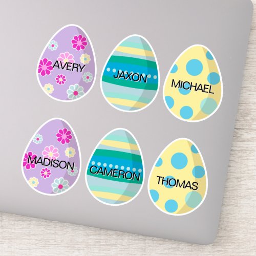 Personalized Colorful Decorated Modern Easter Eggs Sticker