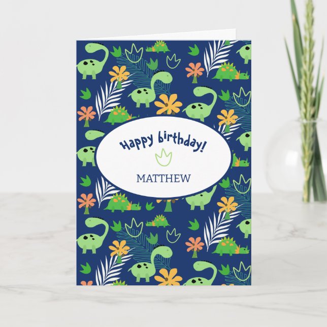 Personalized Colorful Dinosaur Pattern  Card (Front)