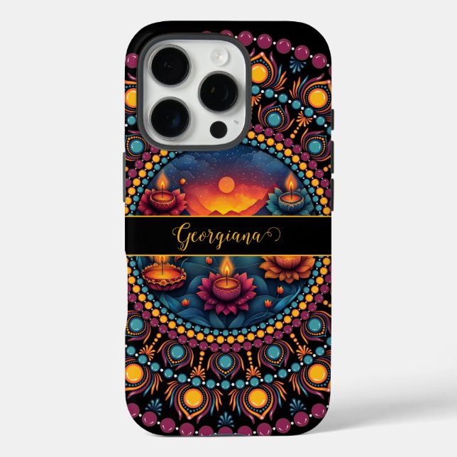 Personalized Colorful Diwali Festival Mandala Case-Mate iPhone Case (Back)