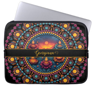 Personalized Colorful Diwali Festival Mandala Laptop Sleeve
