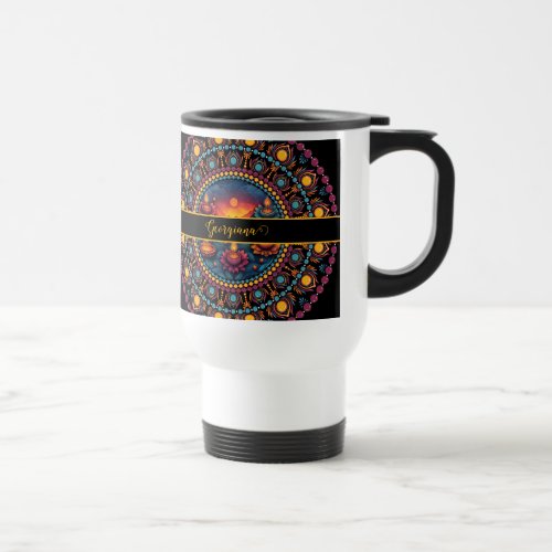 Personalized Colorful Diwali Festival Mandala Travel Mug