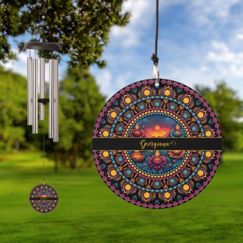 Personalized Colorful Diwali Festival Mandala Wind Chime