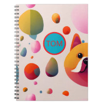 Personalized Colorful Dog & Shapes Kids Spiral