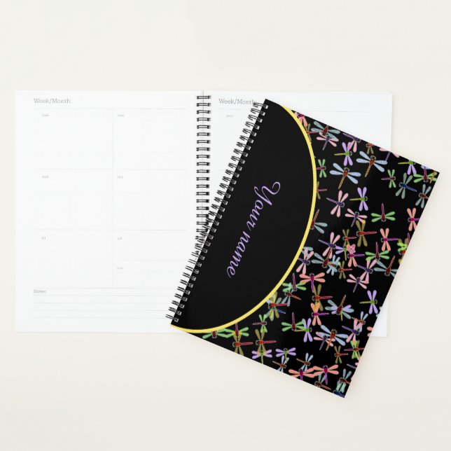Personalized colorful dragonflies planner (Display)