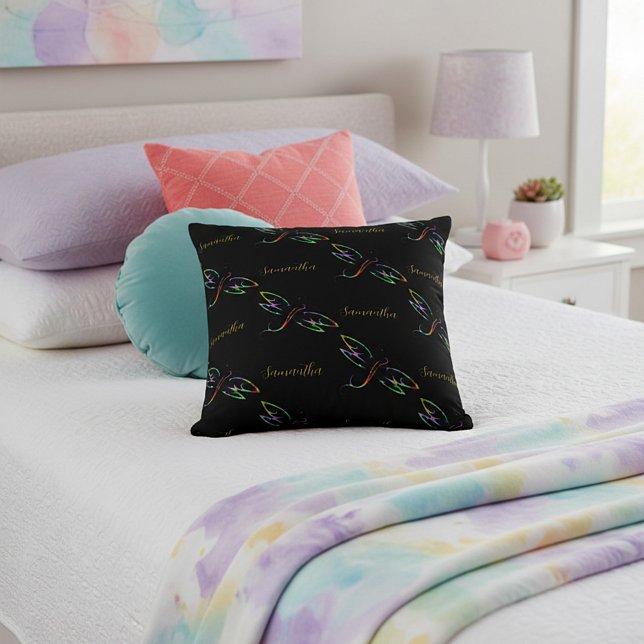 Personalized Colorful dragonflies throw pillow (Creator Uploaded)