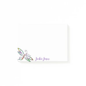 Personalized colorful dragonfly  post-it notes