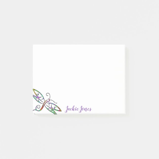 Personalized colorful dragonfly  post-it notes (Front)