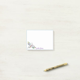 Personalized colorful dragonfly post-it notes