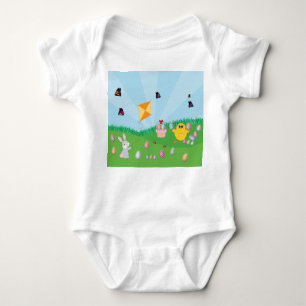 Personalized Colorful Easter Egg Hunt Bunny Chick Baby Bodysuit