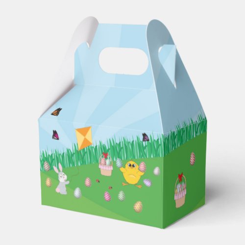 Personalized Colorful Easter Egg Hunt Bunny Chick Favor Boxes