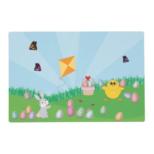 Personalized Colorful Easter Egg Hunt Bunny Chick Placemat