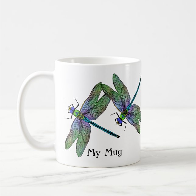 Personalized Colorful Emperor Dragonflies Coffee Mug (Left)