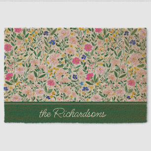 Personalized Colorful Floral Fiber Doormat