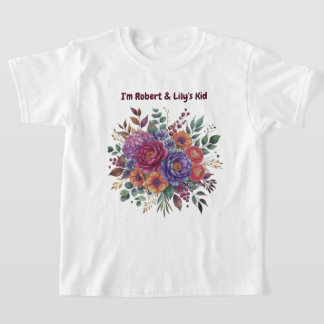 Personalized Colorful Floral Kids T-Shirt
