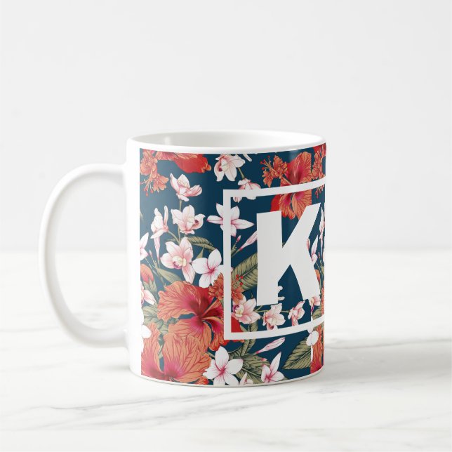 Personalized Colorful Floral Monogram Mug (Left)