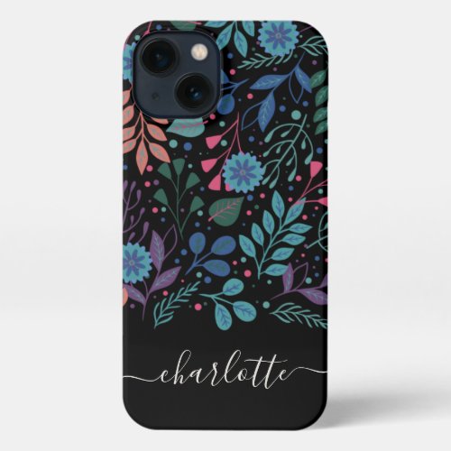 Personalized Colorful Floral Pattern iPhone 13 Case