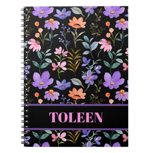 Personalized Colorful Floral Pattern               Notebook (Front)