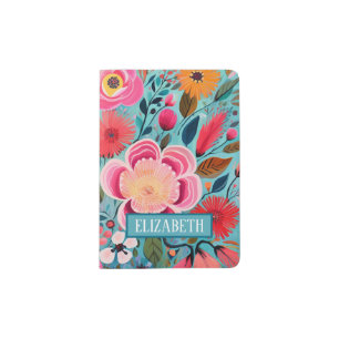 Personalized Colorful Floral Travel Passport Holder