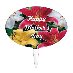 Personalized Colorful Flowers Cake Pick