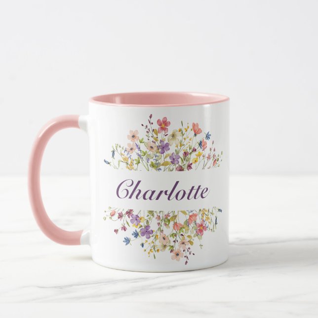 Personalized Colorful Flowers Mug (Left)