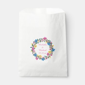 Personalized Colorful Flowers Wedding Favor Bags by Cherylsart at Zazzle