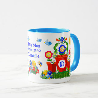 Personalized Colorful flowers with Emoji faces Mug