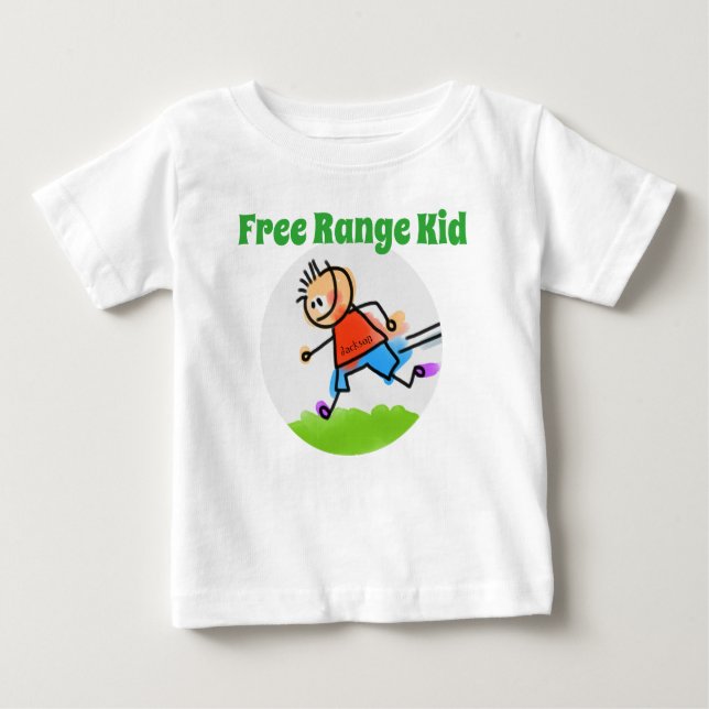 Personalized Colorful "Free Range Kid" Baby T-Shirt (Front)
