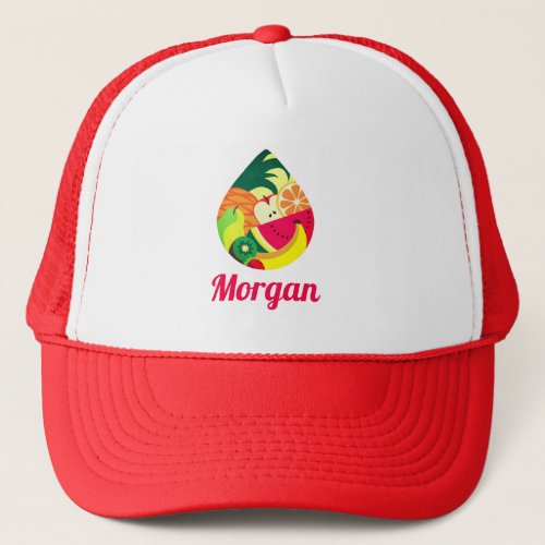 Personalized Colorful Fruit Logo Vegan Summer Bar Trucker Hat