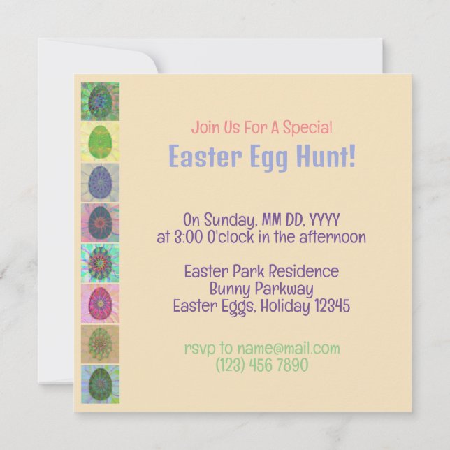 Personalized Colorful Fun Easter Egg Hunt Collage Invitation (Back)