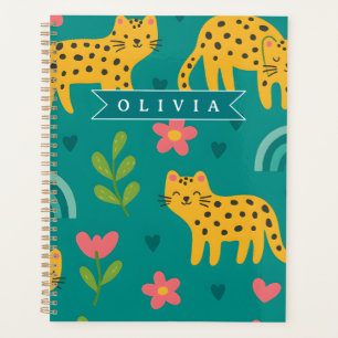 Personalized Colorful Fun Leopard Jungle Name Gift Planner