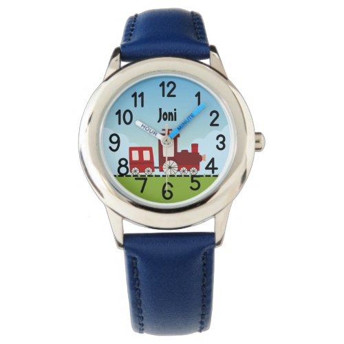 Personalized Colorful funny kids boys Train Choo Watch