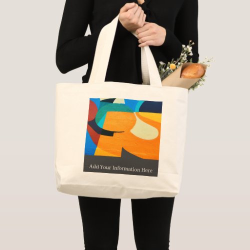 Personalized Colorful Geometric Abstract Pattern  Large Tote Bag