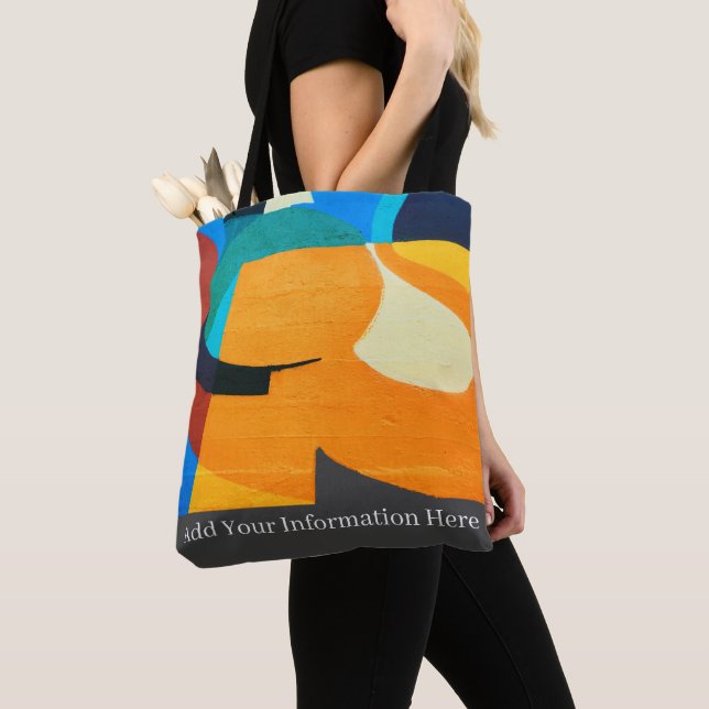 Personalized Colorful Geometric Abstract Pattern Tote Bag (Close Up)